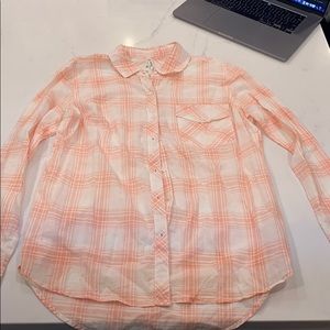Coral plaid button down